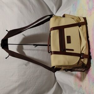 SALE! Renwick Canvas Messenger Bag W Brown Leather Trim Gently Used